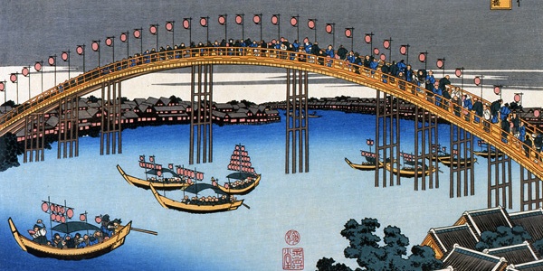 Необычные виды знаменитых мостов в глубинке, Кацусика Хокусай, 1820 год