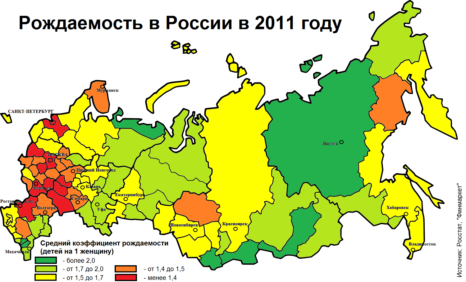 Регионы россии по уровню рождаемости